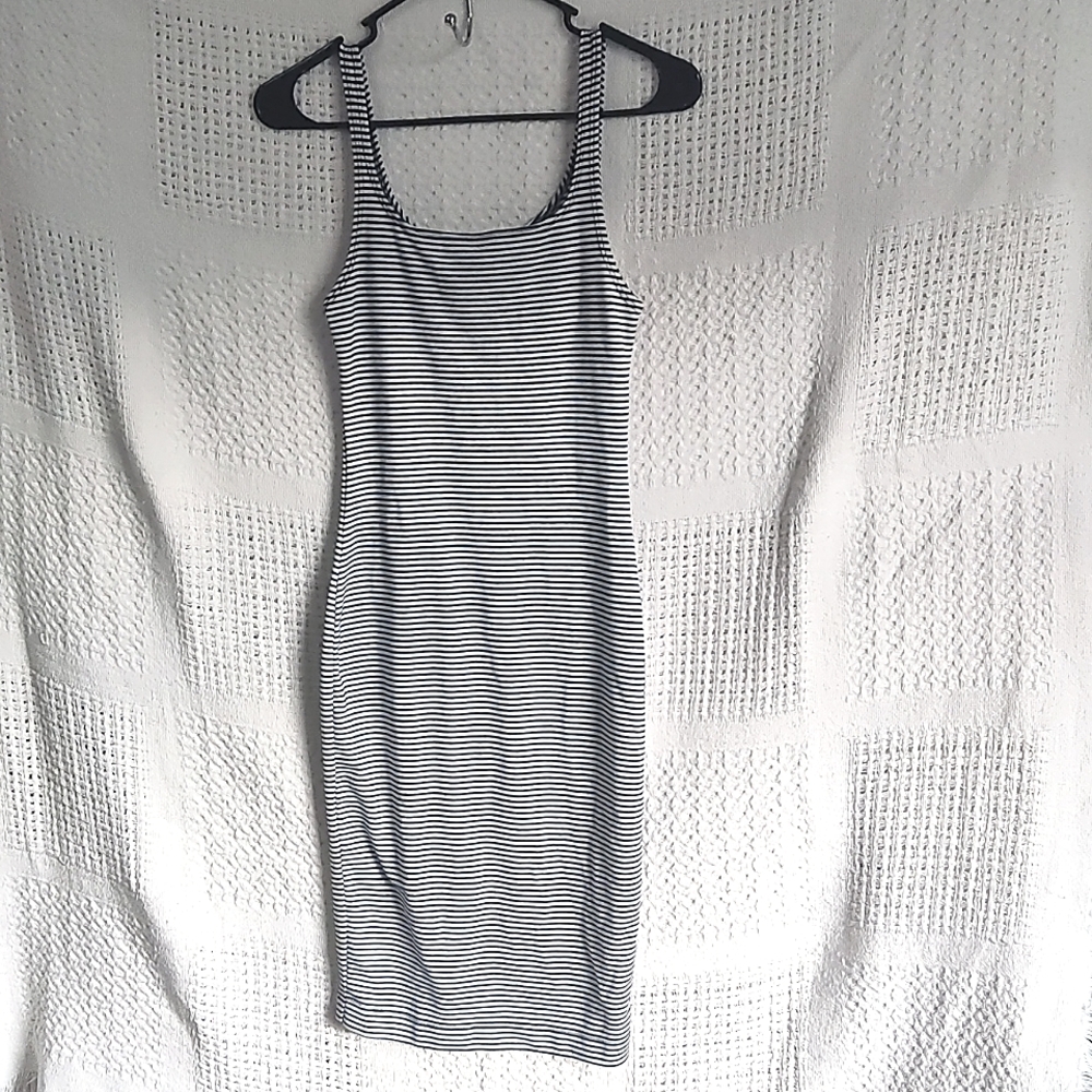 Zara Trafaluc Sleeveless Dress Size S Mex 26 Striped Black Horizontal